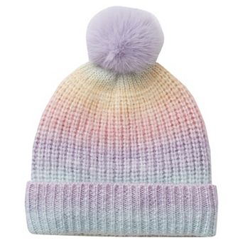 Girls Lands' End Fleece Lined Faux Fur Pom Hat