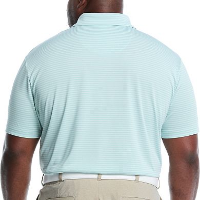 Big & Tall Grand Slam Slim Fit Heather Stripe Short Sleeve Golf Polo