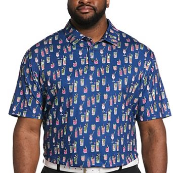 Big & Tall Grand Slam Tropical Cocktail Print Short Sleeve Golf Polo Shirt