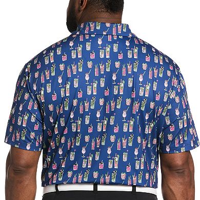 Big & Tall Grand Slam Tropical Cocktail Print Short Sleeve Golf Polo Shirt