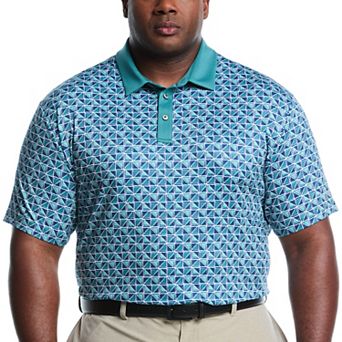 Big & Tall Grand Slam Checkered Geo Print Short Sleeve Golf Polo