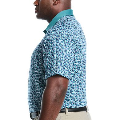 Big & Tall Grand Slam Checkered Geo Print Short Sleeve Golf Polo