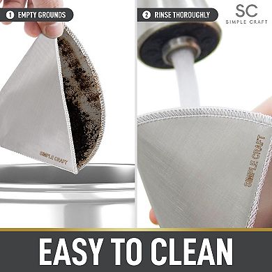 Zulay Kitchen Fine Mesh Stainless Steel Reusable Pour Over Coffee Filter (Size 4)