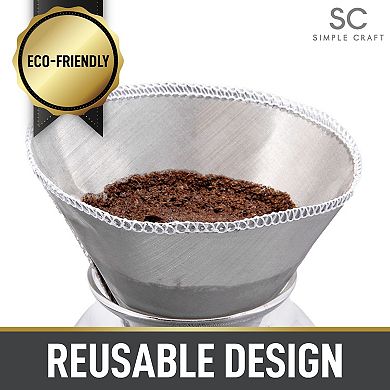 Zulay Kitchen Fine Mesh Stainless Steel Reusable Pour Over Coffee Filter (Size 4)