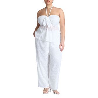 ELOQUII Women's Plus Size Textured Jacquard Pants