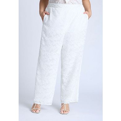 ELOQUII Women's Plus Size Textured Jacquard Pants