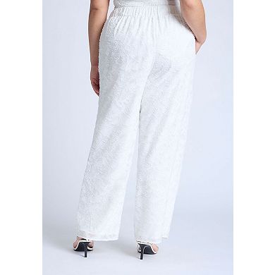 ELOQUII Women's Plus Size Textured Jacquard Pants