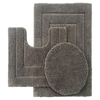 Clearwater Collection 3 pc Bathroom Rug Set Bath Mat, Contour Rug & Lid Cover