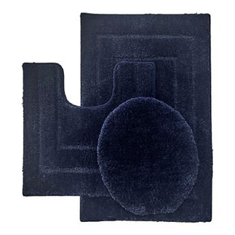 Clearwater Collection 3 pc Bathroom Rug Set Bath Mat, Contour Rug & Lid Cover