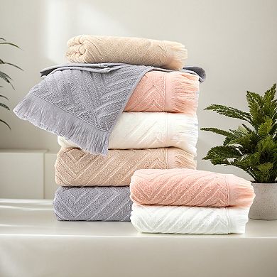 Cotton Hand Towels for Bathroom Set of 2, Geometric Patterns Soft and Absorbent Hand Towels 13"x29"