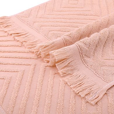 Cotton Hand Towels for Bathroom Set of 2, Geometric Patterns Soft and Absorbent Hand Towels 13"x29"