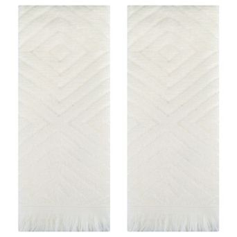 Cotton Hand Towels for Bathroom Set of 2, Geometric Patterns Soft and Absorbent Hand Towels 13"x29"