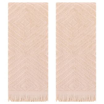 Cotton Hand Towels for Bathroom Set of 2, Geometric Patterns Soft and Absorbent Hand Towels 13"x29"