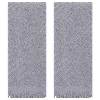 Cotton Hand Towels for Bathroom Set of 2, Geometric Patterns Soft and Absorbent Hand Towels 13"x29"