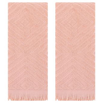 Cotton Hand Towels for Bathroom Set of 2, Geometric Patterns Soft and Absorbent Hand Towels 13"x29"