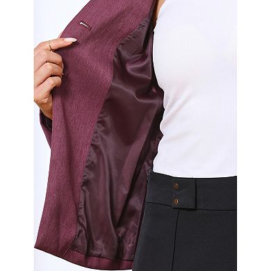 Elegant Work Blazer for Women's Collarless Button Down Long Sleeve Peplum Jackets