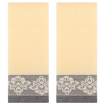 Floral Jacquard Hand Towels Set of 2, Home Soft Absorbent Hand Towel for Bathroom, Hotel, 13"x29"