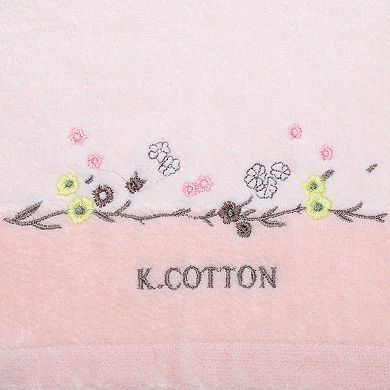 Floral Embroidered Bathroom Hand Towels, Pure Cotton Soft Absorbent Towel 13x29 Inch 2 Pack