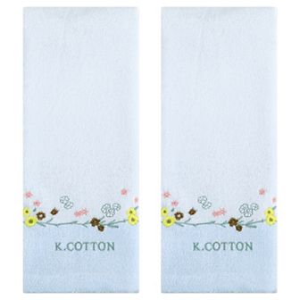 Floral Embroidered Bathroom Hand Towels, Pure Cotton Soft Absorbent Towel 13x29 Inch 2 Pack