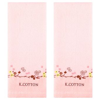Floral Embroidered Bathroom Hand Towels, Pure Cotton Soft Absorbent Towel 13x29 Inch 2 Pack