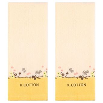 Floral Embroidered Bathroom Hand Towels, Pure Cotton Soft Absorbent Towel 13x29 Inch 2 Pack