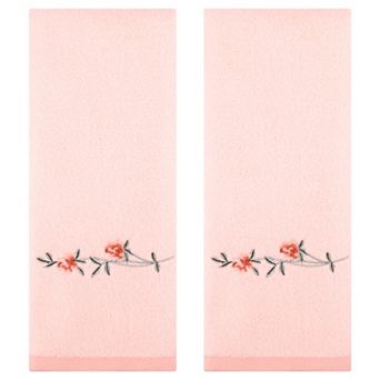 Cotton Hand Towels, Floral Embroidered Soft Absorbent Hand Towel Set 15x30 Inch 4 Pack