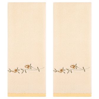 Cotton Hand Towels, Floral Embroidered Soft Absorbent Hand Towel Set 15x30 Inch 4 Pack