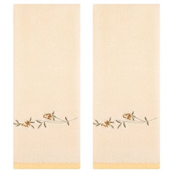 Cotton Hand Towels, Floral Embroidered Soft Absorbent Hand Towel Set 15x30 Inch 4 Pack