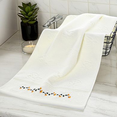 Floral Embroidered Hand Towels for Bathroom, 13x29 Inch Soft Absorbent Towel 2 Pack