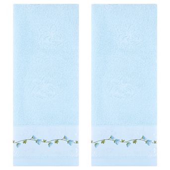 Floral Embroidered Hand Towels for Bathroom, 13x29 Inch Soft Absorbent Towel 2 Pack
