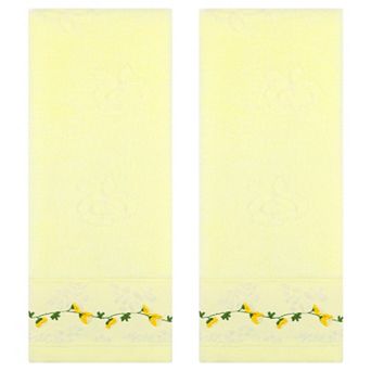 Floral Embroidered Hand Towels for Bathroom, 13x29 Inch Soft Absorbent Towel 2 Pack
