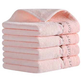 Floral Embroidered Bathroom Hand Towels, Pure Cotton Soft Absorbent Towel 13x29 Inch 4 Pack