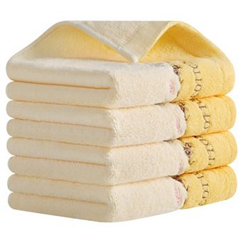 Floral Embroidered Bathroom Hand Towels, Pure Cotton Soft Absorbent Towel 13x29 Inch 4 Pack