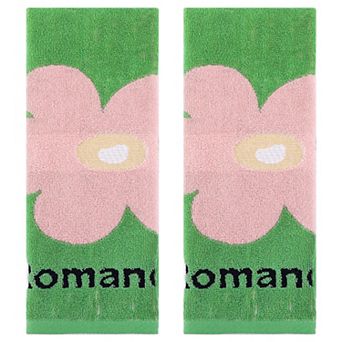 Cute Floral Bathroom Hand Towels, Cotton Soft Absorbent Hand Towel 13x30 Inch 2 Pack