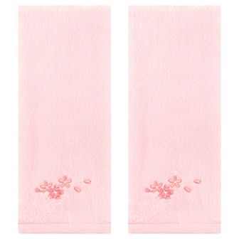 Floral Embroidered Cotton Hand Towels, 13x29 Inch Soft Absorbent Hand Towel Set 2 Pack