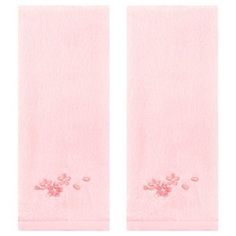 Floral Embroidered Cotton Hand Towels, 13x29 Inch Soft Absorbent Hand Towel Set 2 Pack