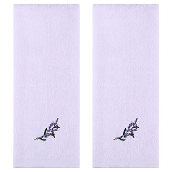 Floral Embroidered Cotton Hand Towels, 13x29 Inch Soft Absorbent Hand Towel Set 2 Pack