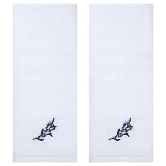 Floral Embroidered Cotton Hand Towels, 13x29 Inch Soft Absorbent Hand Towel Set 2 Pack