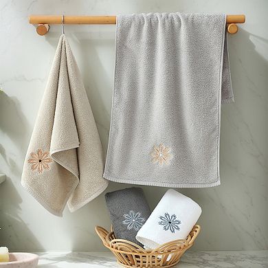 Embroidered Floral Pattern Decorative Hand Towels Set of 2 Cotton Absorbent Soft Hand Towel 13"x30"
