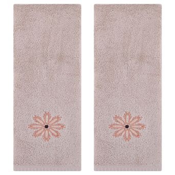 Embroidered Floral Pattern Decorative Hand Towels Set of 2 Cotton Absorbent Soft Hand Towel 13"x30"