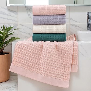 Cotton Hand Towel Set of 2, Solid Waffle Hand Towels, Soft Absorbent Towels for Bathroom, 14"x30"