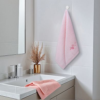 Floral Embroidered Cotton Hand Towels, 13x29 Inch Soft Absorbent Hand Towel Set 4 Pack