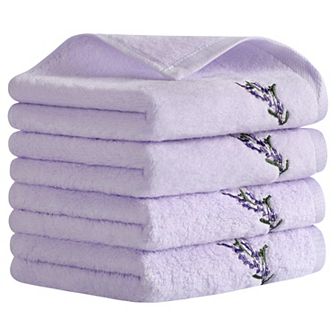 Floral Embroidered Cotton Hand Towels, 13x29 Inch Soft Absorbent Hand Towel Set 4 Pack