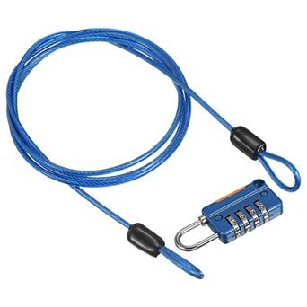 4 Digit Combination Lock with Security Cable, 1 Set Outdoor Padlock 3Ft Steel Lock Chain