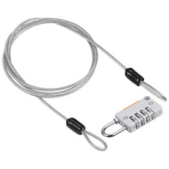 4 Digit Combination Lock with Security Cable, 1 Set Outdoor Padlock 3Ft Steel Lock Chain