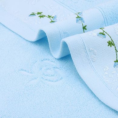 Floral Embroidered Hand Towels for Bathroom, 13x29 Inch Soft Absorbent Towel 4 Pack