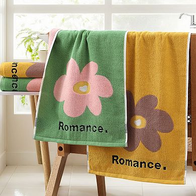 Cute Floral Bathroom Hand Towels, Cotton Soft Absorbent Hand Towel 13x30 Inch 4 Pack