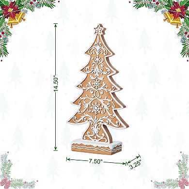 Glitzhome 14.5"H Resin Christmas Tree Table Decor