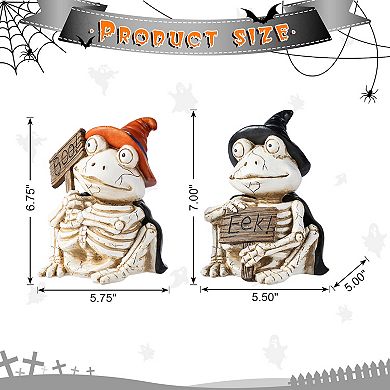 Glitzhome Set of 27''H Resin Skeleton Frogs Table Decor, Halloween Tabletop Decor