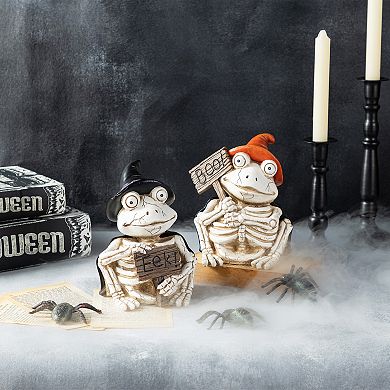 Glitzhome Set of 27''H Resin Skeleton Frogs Table Decor, Halloween Tabletop Decor